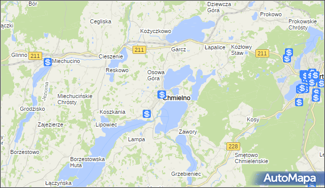 mapa Chmielno powiat kartuski, Chmielno powiat kartuski na mapie Targeo