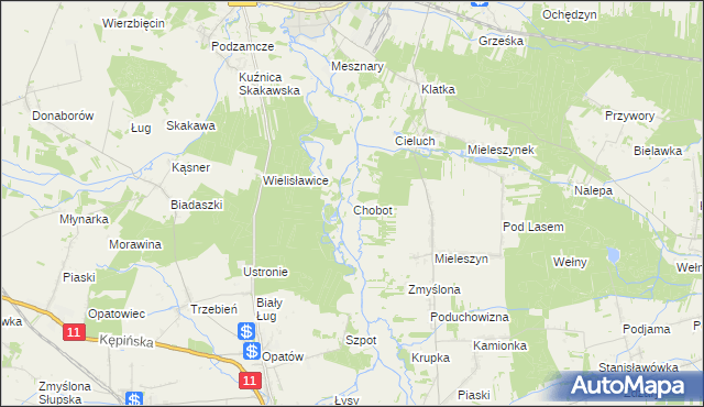 mapa Chobot gmina Bolesławiec, Chobot gmina Bolesławiec na mapie Targeo