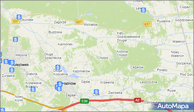 mapa Chobot gmina Halinów, Chobot gmina Halinów na mapie Targeo