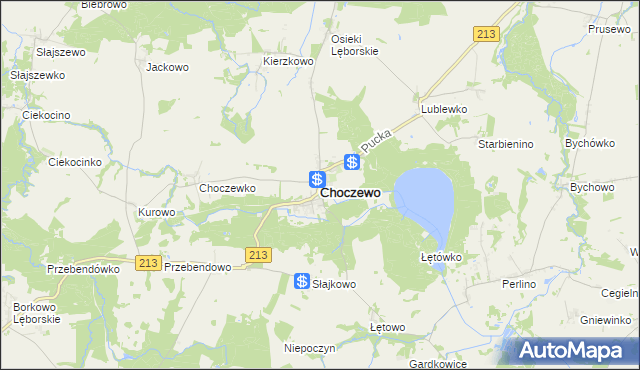 mapa Choczewo, Choczewo na mapie Targeo