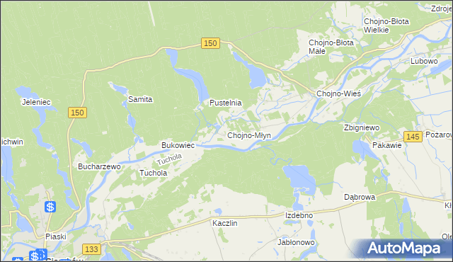 mapa Chojno-Młyn, Chojno-Młyn na mapie Targeo