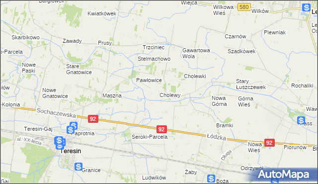 mapa Cholewy gmina Błonie, Cholewy gmina Błonie na mapie Targeo