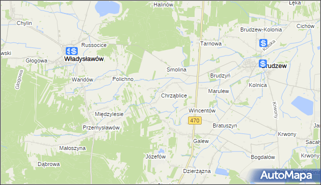 mapa Chrząblice, Chrząblice na mapie Targeo