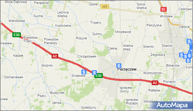 mapa Chrząstów Wielki, Chrząstów Wielki na mapie Targeo