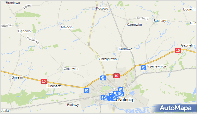 mapa Chrząstowo gmina Nakło nad Notecią, Chrząstowo gmina Nakło nad Notecią na mapie Targeo