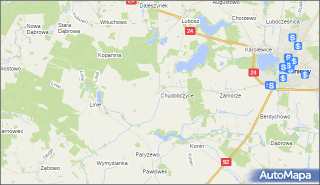 mapa Chudobczyce, Chudobczyce na mapie Targeo