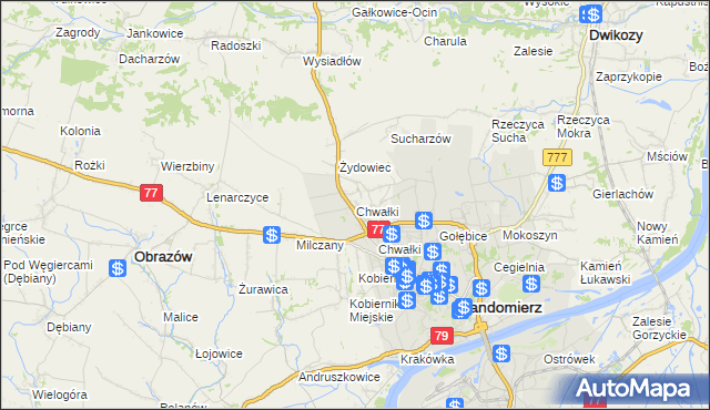mapa Chwałki gmina Obrazów, Chwałki gmina Obrazów na mapie Targeo