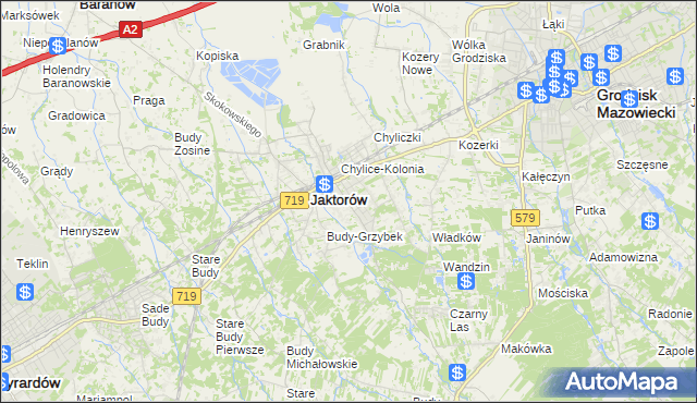 mapa Chylice gmina Jaktorów, Chylice gmina Jaktorów na mapie Targeo