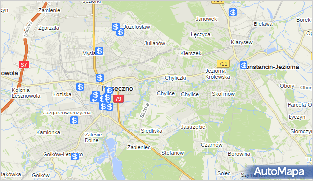 mapa Chylice gmina Piaseczno, Chylice gmina Piaseczno na mapie Targeo