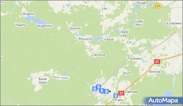 mapa Cieciorka, Cieciorka na mapie Targeo