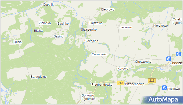 mapa Ciekocinko, Ciekocinko na mapie Targeo