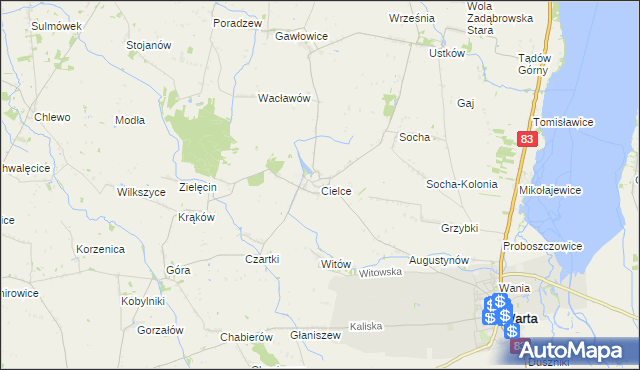 mapa Cielce, Cielce na mapie Targeo