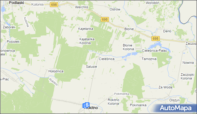 mapa Cieleśnica, Cieleśnica na mapie Targeo