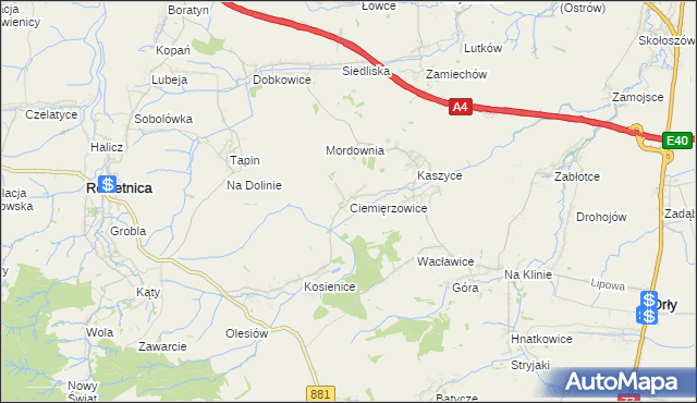 mapa Ciemięrzowice, Ciemięrzowice na mapie Targeo