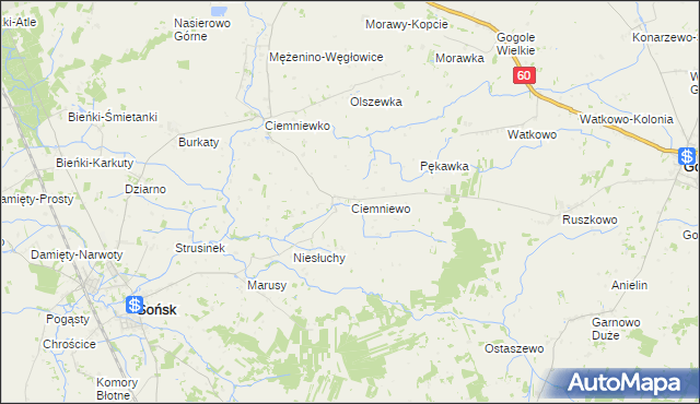 mapa Ciemniewo gmina Sońsk, Ciemniewo gmina Sońsk na mapie Targeo