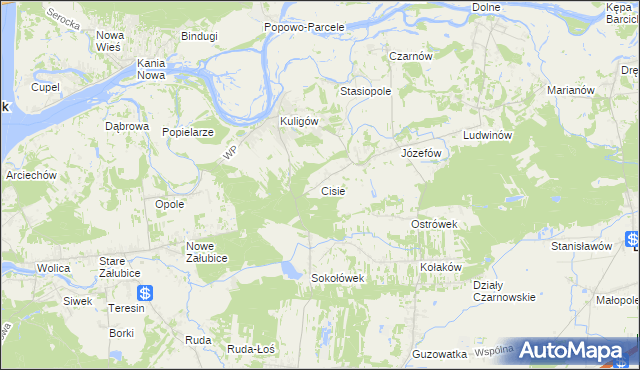 mapa Cisie gmina Dąbrówka, Cisie gmina Dąbrówka na mapie Targeo