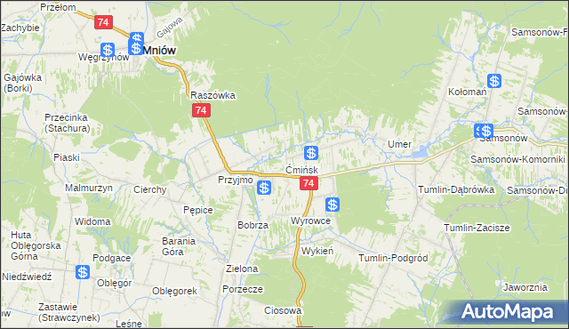 mapa Ćmińsk, Ćmińsk na mapie Targeo