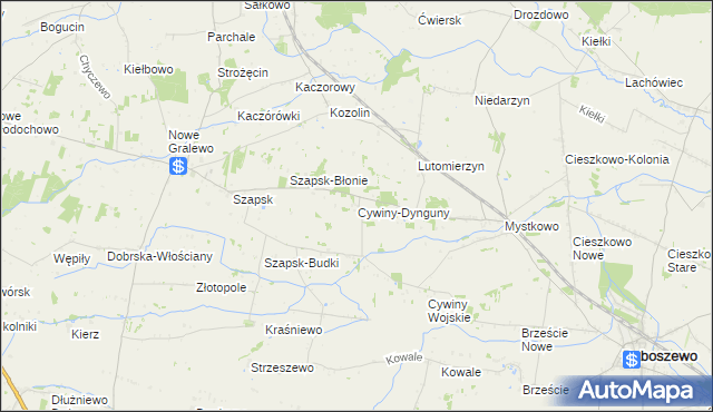 mapa Cywiny-Dynguny, Cywiny-Dynguny na mapie Targeo