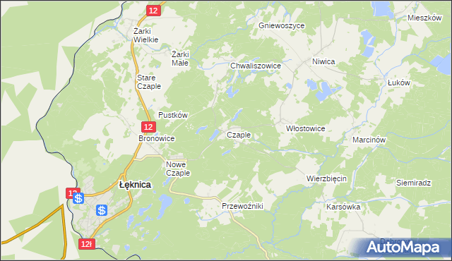 mapa Czaple gmina Trzebiel, Czaple gmina Trzebiel na mapie Targeo