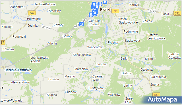 mapa Czarna Kolonia, Czarna Kolonia na mapie Targeo