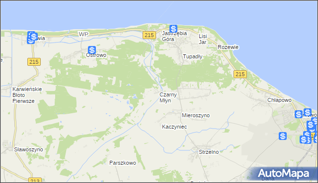 mapa Czarny Młyn gmina Puck, Czarny Młyn gmina Puck na mapie Targeo