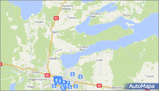 mapa Czarny Róg gmina Pisz, Czarny Róg gmina Pisz na mapie Targeo