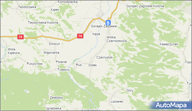 mapa Czarnystok gmina Radecznica, Czarnystok gmina Radecznica na mapie Targeo