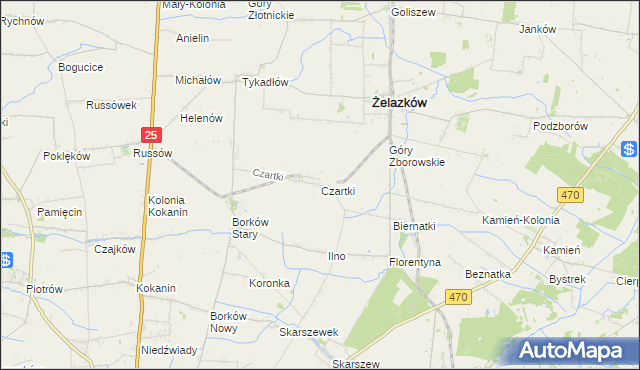 mapa Czartki gmina Żelazków, Czartki gmina Żelazków na mapie Targeo
