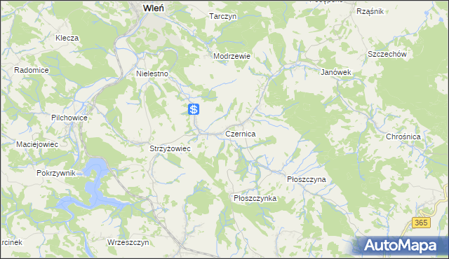 mapa Czernica gmina Jeżów Sudecki, Czernica gmina Jeżów Sudecki na mapie Targeo