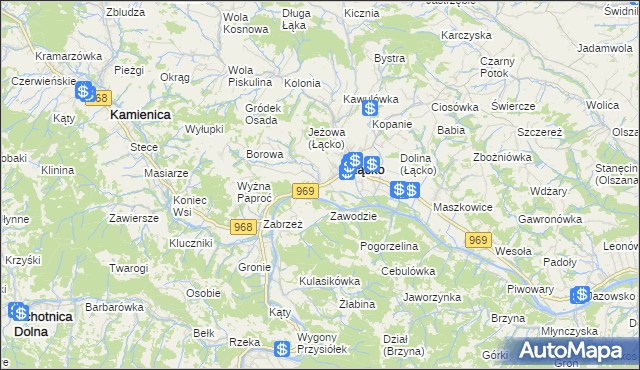 mapa Czerniec gmina Łącko, Czerniec gmina Łącko na mapie Targeo