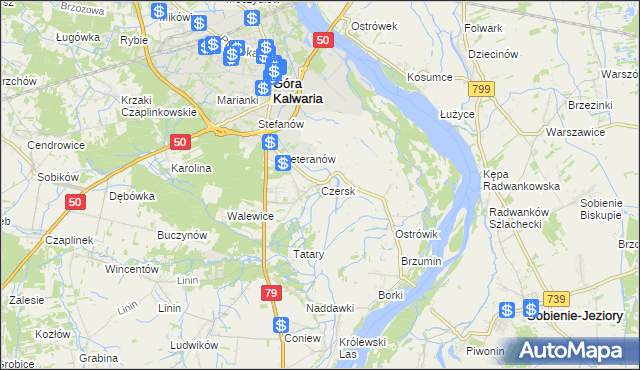 mapa Czersk gmina Góra Kalwaria, Czersk gmina Góra Kalwaria na mapie Targeo