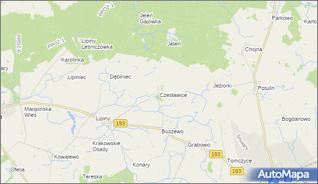 mapa Czesławice gmina Gołańcz, Czesławice gmina Gołańcz na mapie Targeo