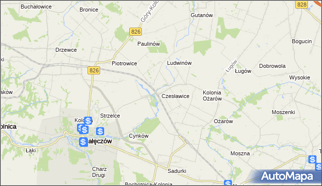 mapa Czesławice gmina Nałęczów, Czesławice gmina Nałęczów na mapie Targeo