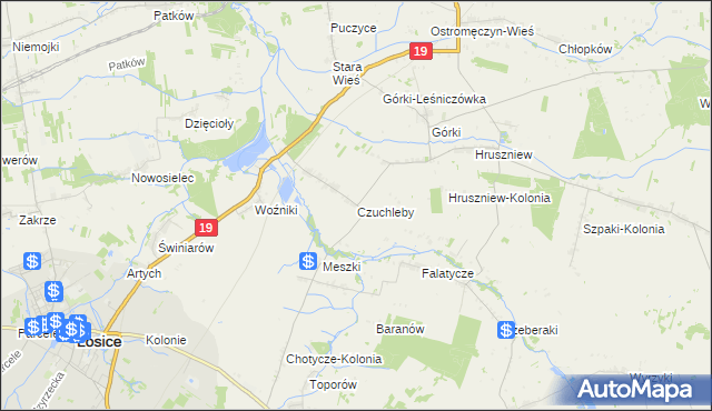 mapa Czuchleby, Czuchleby na mapie Targeo