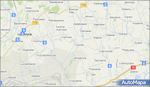 mapa Czulice, Czulice na mapie Targeo