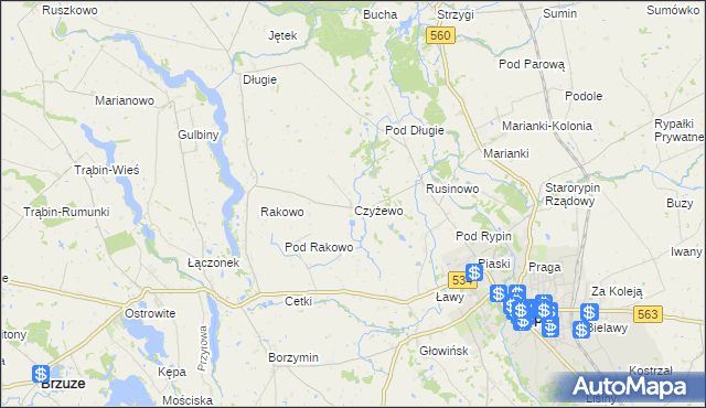 mapa Czyżewo gmina Rypin, Czyżewo gmina Rypin na mapie Targeo