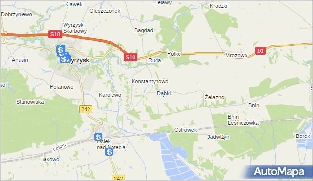 mapa Dąbki gmina Wyrzysk, Dąbki gmina Wyrzysk na mapie Targeo
