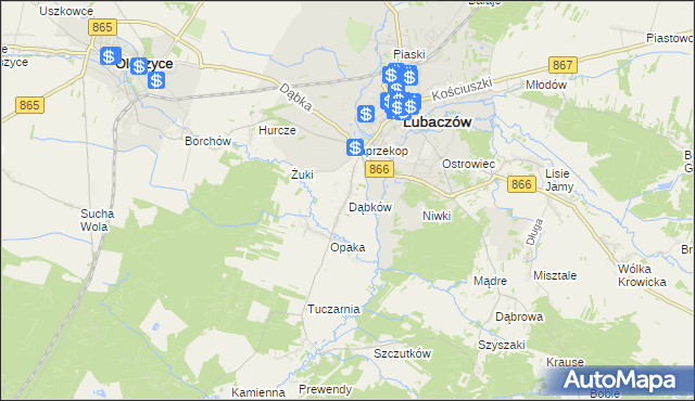 mapa Dąbków, Dąbków na mapie Targeo