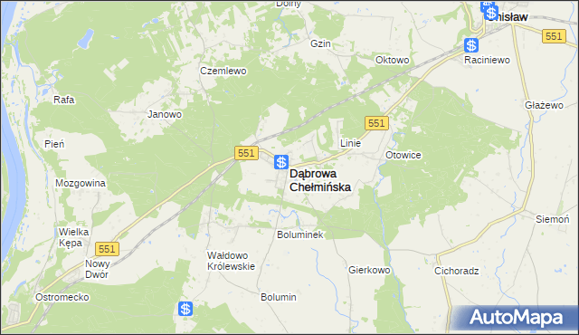 mapa Dąbrowa Chełmińska, Dąbrowa Chełmińska na mapie Targeo