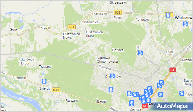 mapa Dąbrowa Chotomowska, Dąbrowa Chotomowska na mapie Targeo
