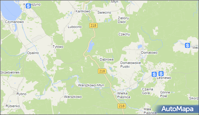 mapa Dąbrowa gmina Krokowa, Dąbrowa gmina Krokowa na mapie Targeo