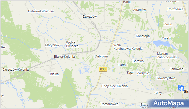 mapa Dąbrowa gmina Milejów, Dąbrowa gmina Milejów na mapie Targeo