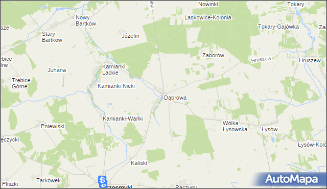 mapa Dąbrowa gmina Przesmyki, Dąbrowa gmina Przesmyki na mapie Targeo