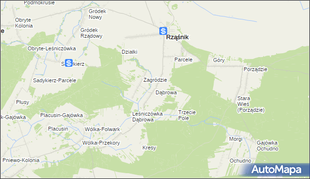 mapa Dąbrowa gmina Rząśnik, Dąbrowa gmina Rząśnik na mapie Targeo