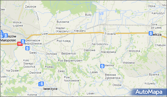 mapa Dąbrowa gmina Świlcza, Dąbrowa gmina Świlcza na mapie Targeo