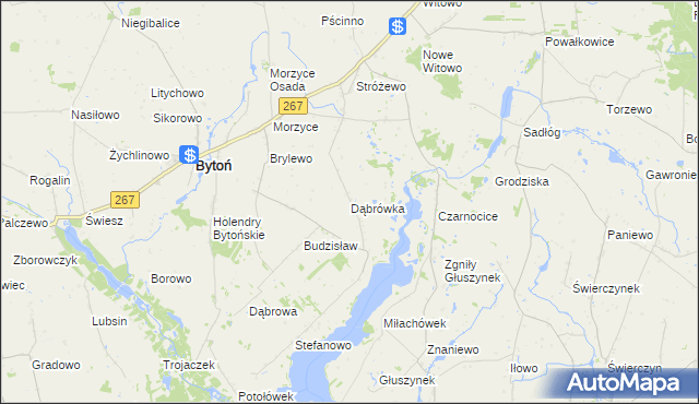 mapa Dąbrówka gmina Bytoń, Dąbrówka gmina Bytoń na mapie Targeo