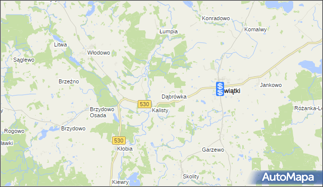 mapa Dąbrówka gmina Świątki, Dąbrówka gmina Świątki na mapie Targeo
