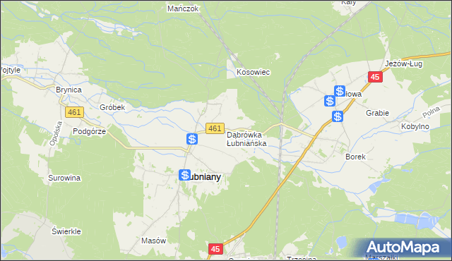 mapa Dąbrówka Łubniańska, Dąbrówka Łubniańska na mapie Targeo