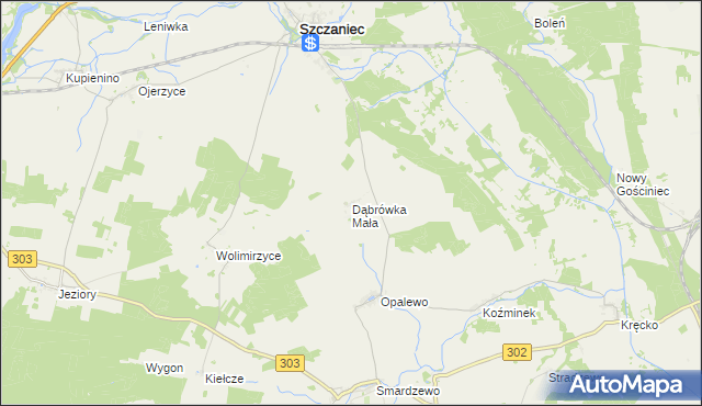 mapa Dąbrówka Mała gmina Szczaniec, Dąbrówka Mała gmina Szczaniec na mapie Targeo