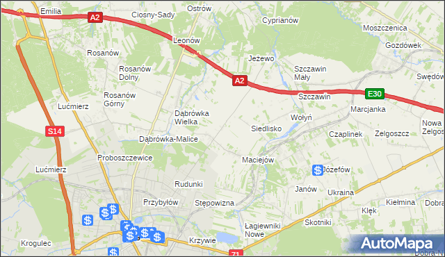 mapa Dąbrówka-Marianka, Dąbrówka-Marianka na mapie Targeo
